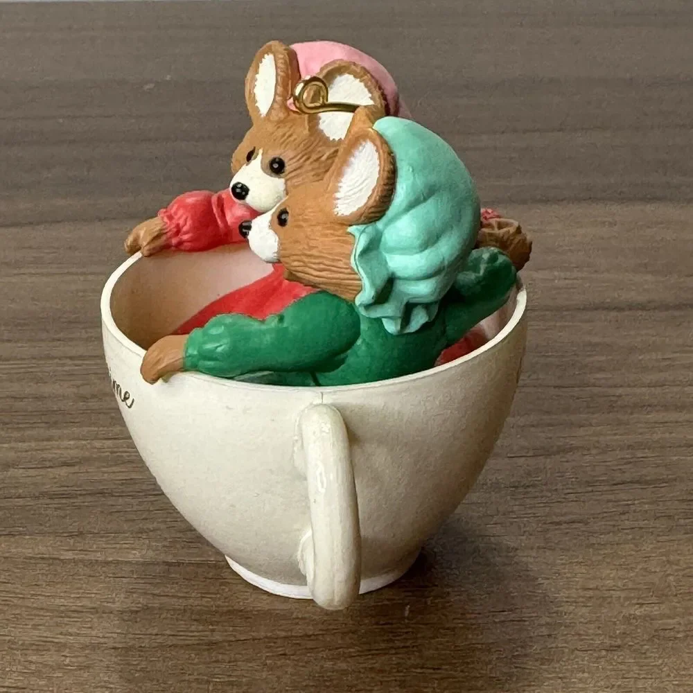 Vintage‎ 1989 Two Mice In A Teacup Always Time For Friendship Ornament Hallmark